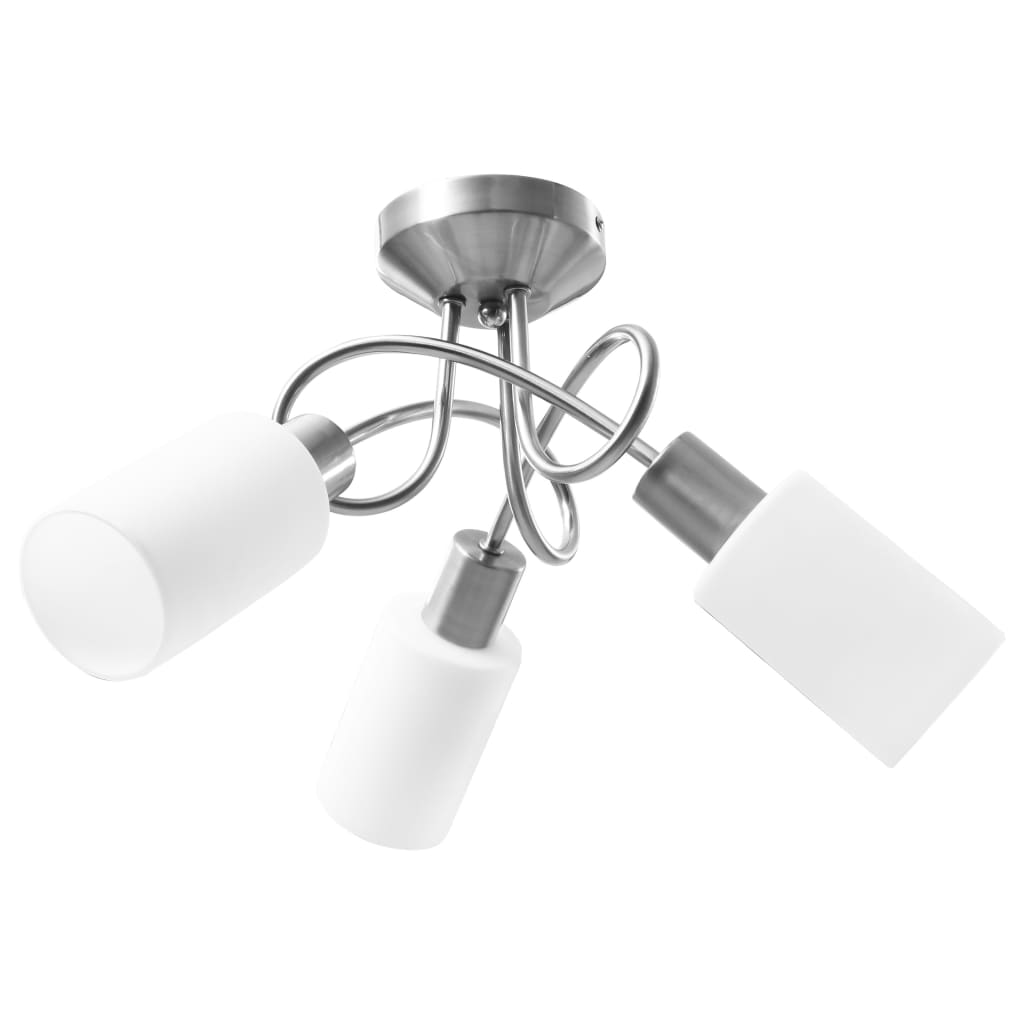 Lampadario Paralume in Ceramica a Cono Bianco 3 Lampadine E14 289229