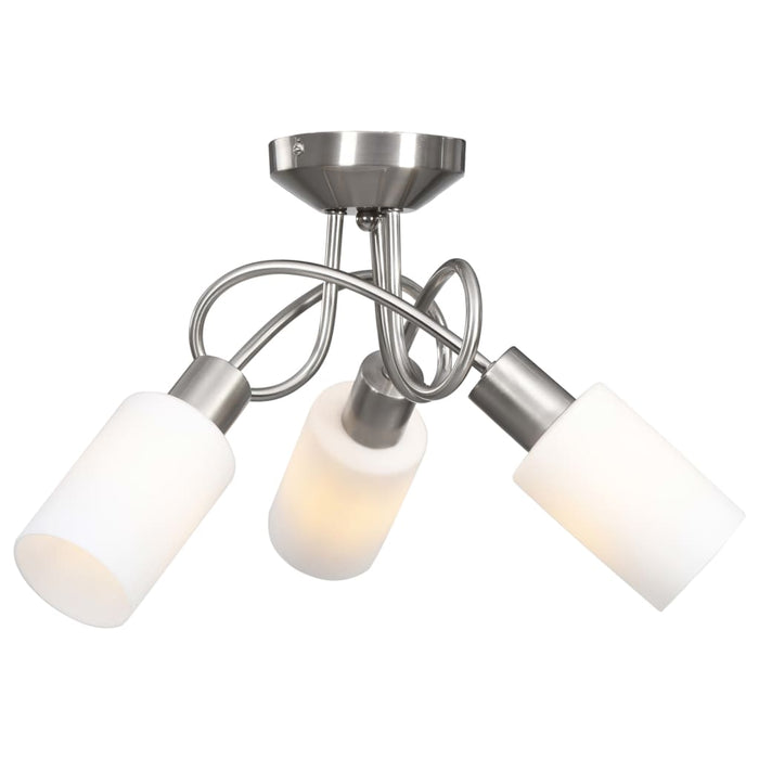 Lampadario Paralume in Ceramica a Cono Bianco 3 Lampadine E14 289229