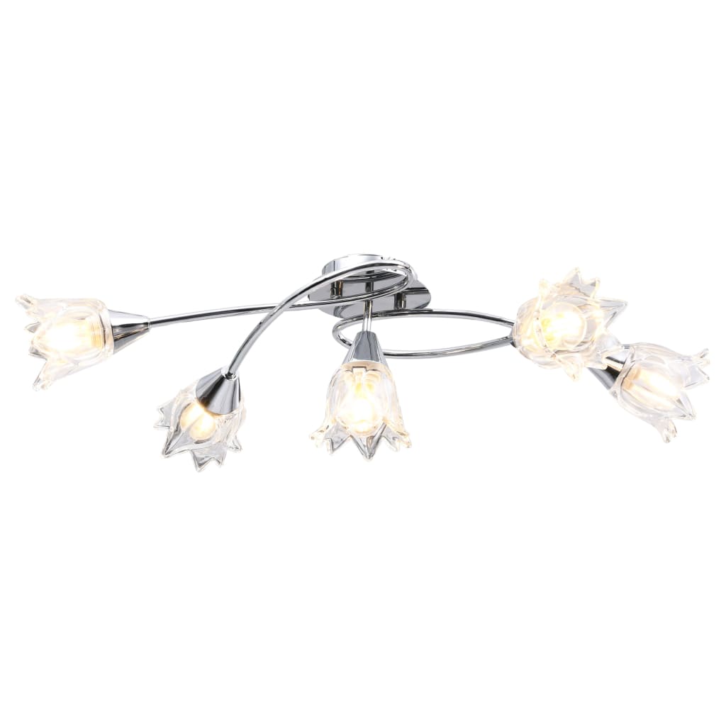 Lampadario con Paralumi in Vetro per 5 Lampadine E14 Tulipano cod mxl 64928