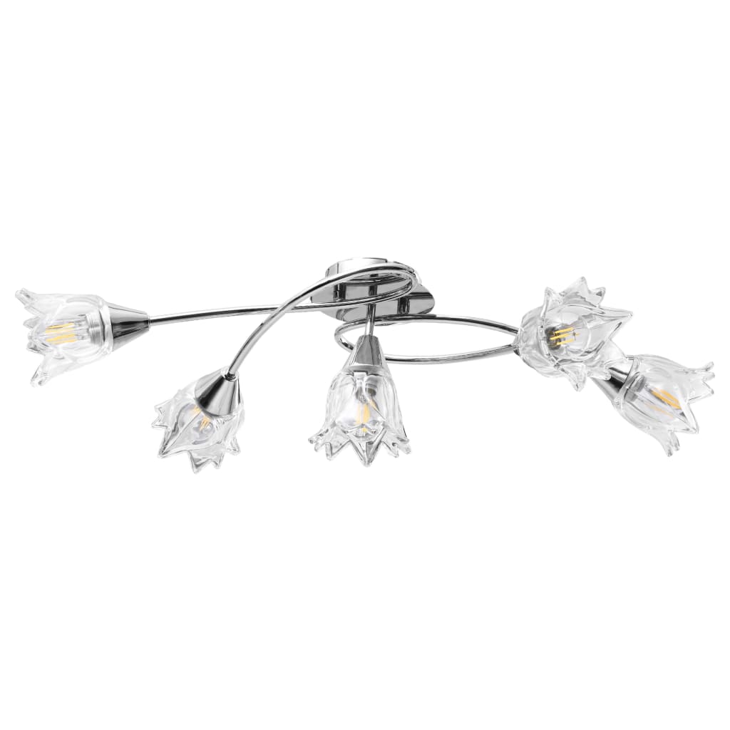 Lampadario con Paralumi in Vetro per 5 Lampadine E14 Tulipano cod mxl 64928