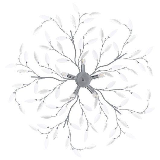 Lampadario Foglie e Bracci in Cristallo Acrilico 5 E14 Bianco 289239