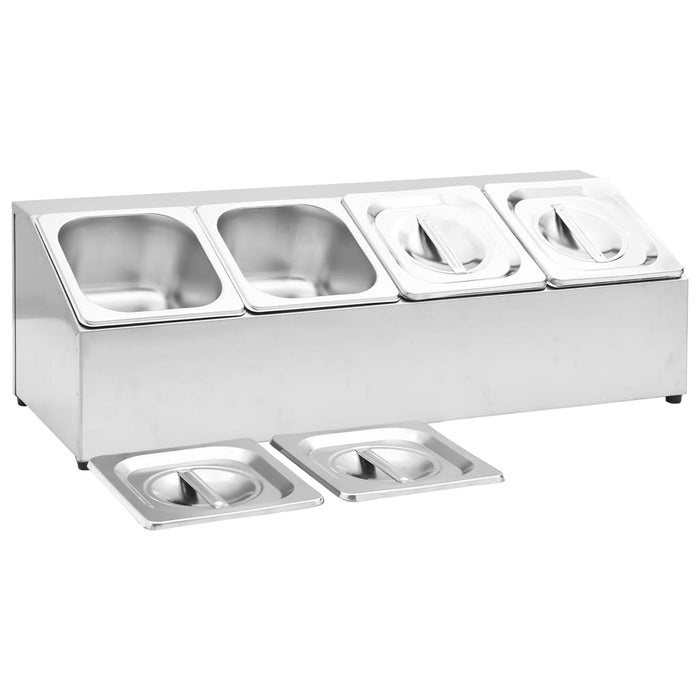 Supporto Gastronorm con 4 Contenitori GN 1/6 in Acciaio Inox 51221