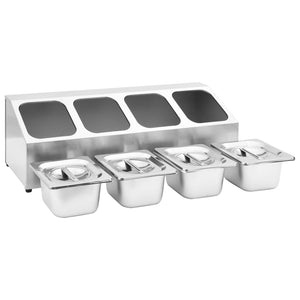 Supporto Gastronorm con 4 Contenitori GN 1/6 in Acciaio Inox 51221