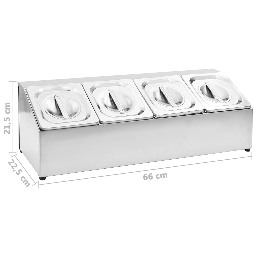 Supporto Gastronorm con 4 Contenitori GN 1/6 in Acciaio Inox 51221