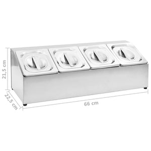 Supporto Gastronorm con 4 Contenitori GN 1/6 in Acciaio Inox 51221