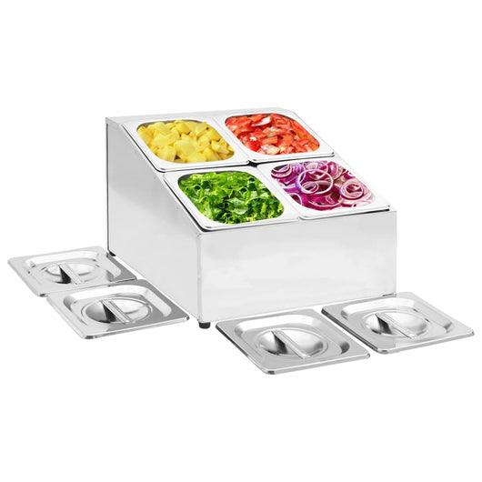 Supporto Gastronorm con 4 Contenitori GN 1/6 in Acciaio Inox 51223