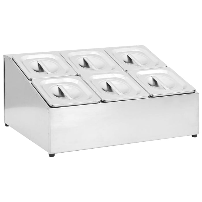 Supporto Gastronorm con 6 Contenitori GN 1/6 in Acciaio Inox 51224