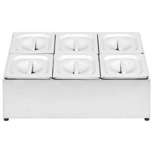 Supporto Gastronorm con 6 Contenitori GN 1/6 in Acciaio Inoxcod mxl 129369