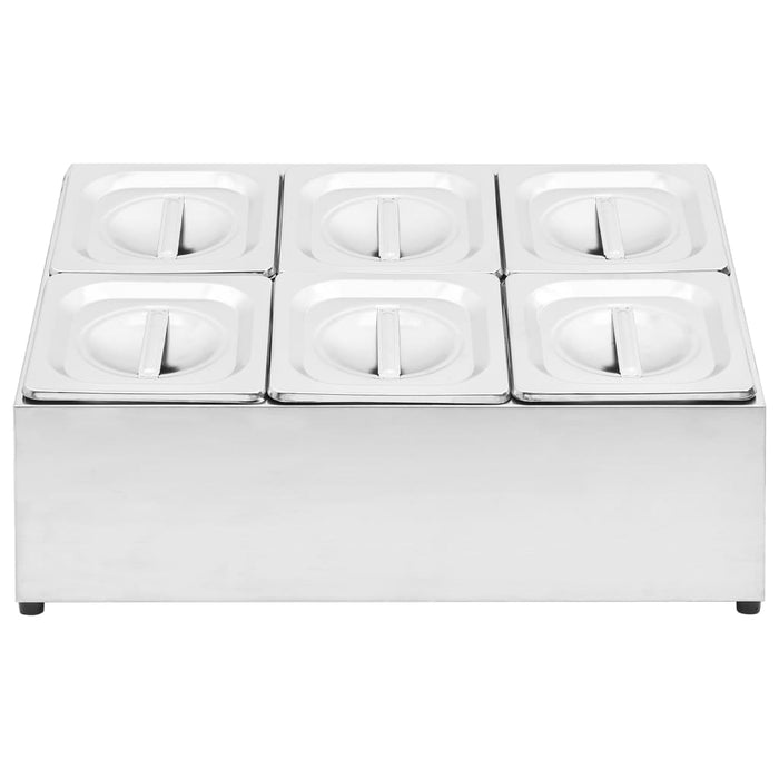 Supporto Gastronorm con 6 Contenitori GN 1/6 in Acciaio Inoxcod mxl 129369