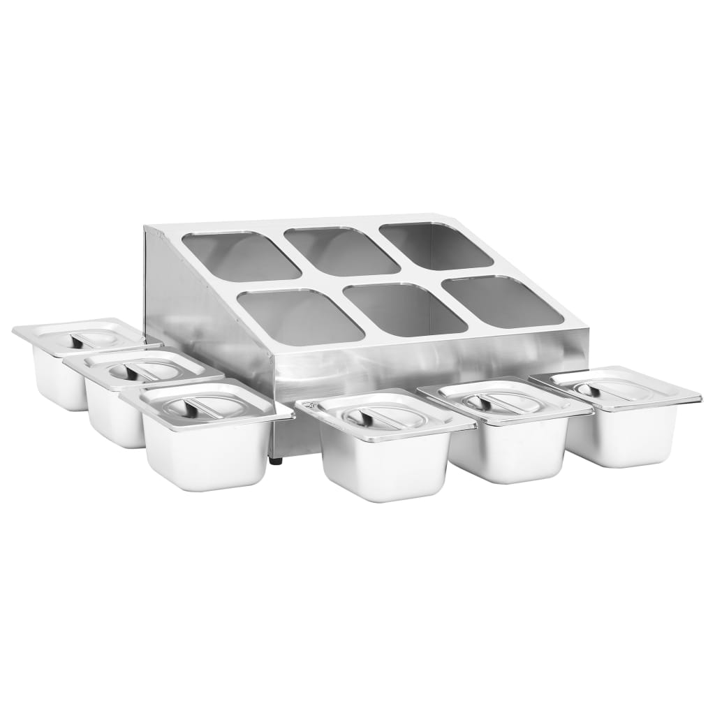 Supporto Gastronorm con 6 Contenitori GN 1/6 in Acciaio Inox 51224
