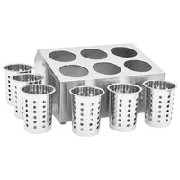 Portaposate con 6 Inserti Quadrato in Acciaio Inox