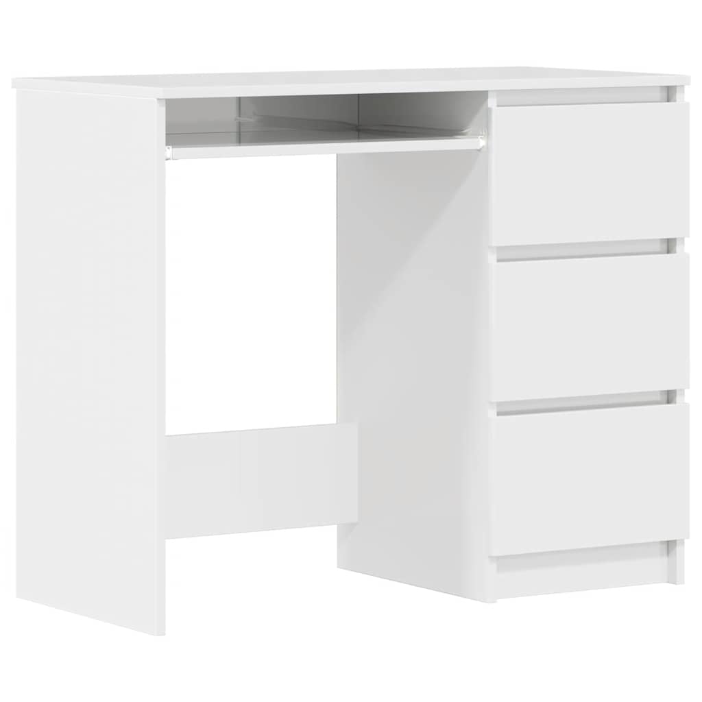 Scrivania Bianco Lucido 90x45x76 cm in Legno Multistrato 801379