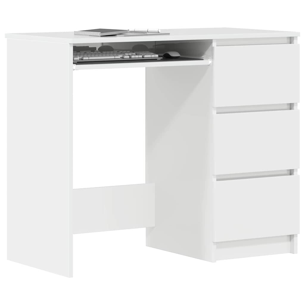 Scrivania Bianco Lucido 90x45x76 cm in Legno Multistrato 801379