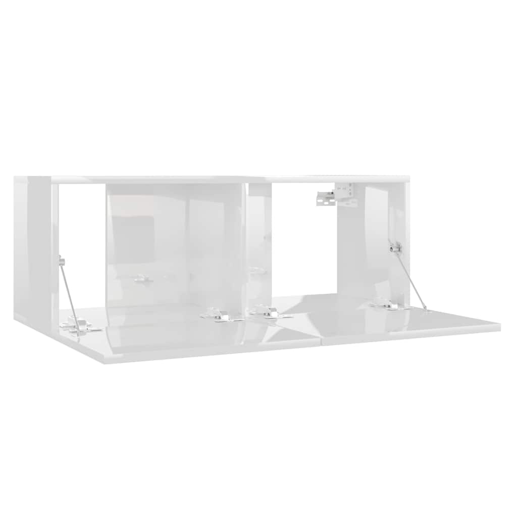 Mobile Porta TV Bianco Lucido 80x30x30 cm in Legno Multistrato 801478