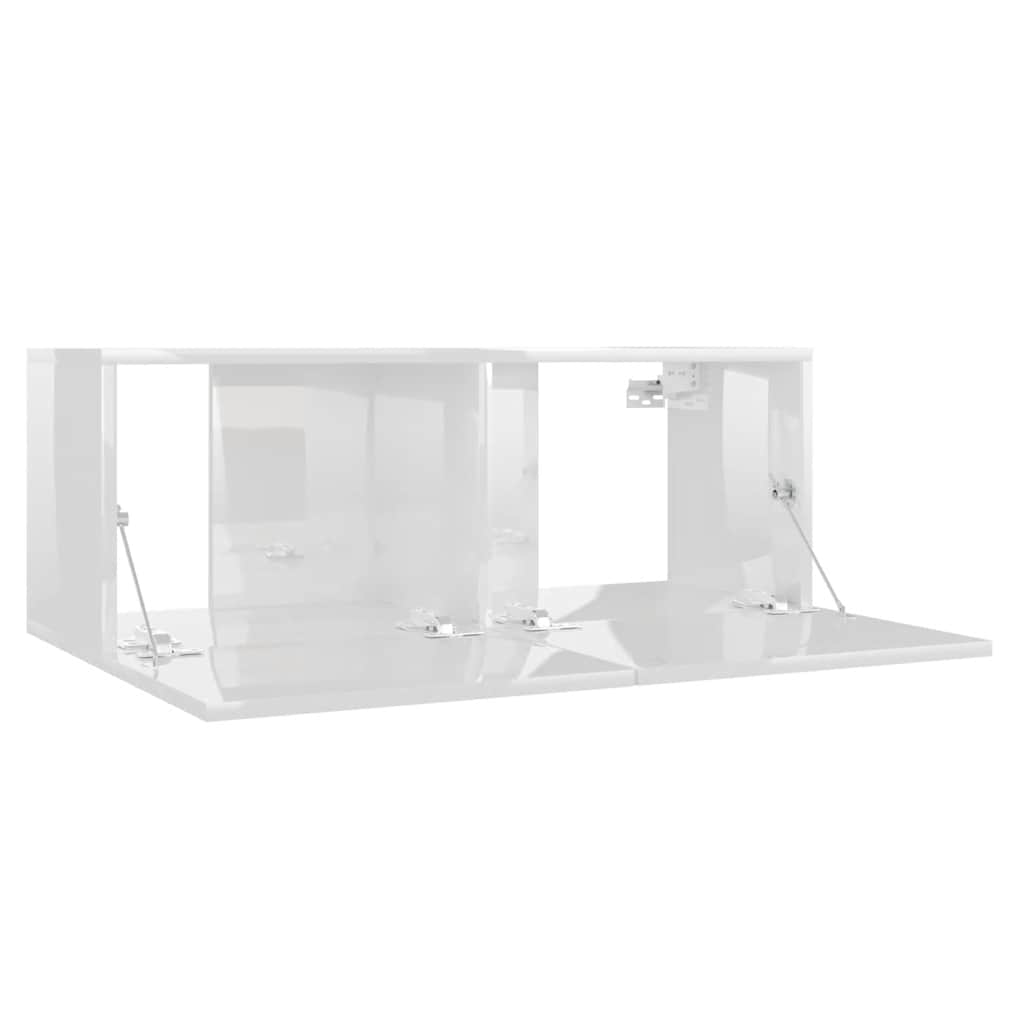 Mobile Porta TV Bianco Lucido 80x30x30 cm in Legno Multistrato 801478