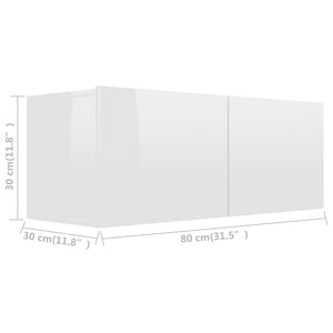 Mobile Porta TV Bianco Lucido 80x30x30 cm in Legno Multistrato 801478