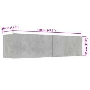 Mobile Porta TV Grigio Cemento 120x30x30cm in Legno Multistrato 801494