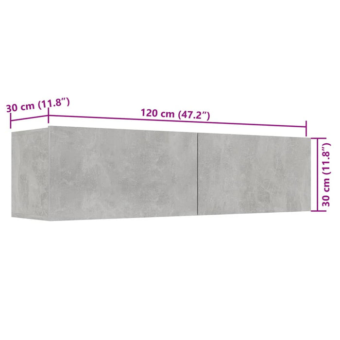 Mobile Porta TV Grigio Cemento 120x30x30cm in Legno Multistrato 801494