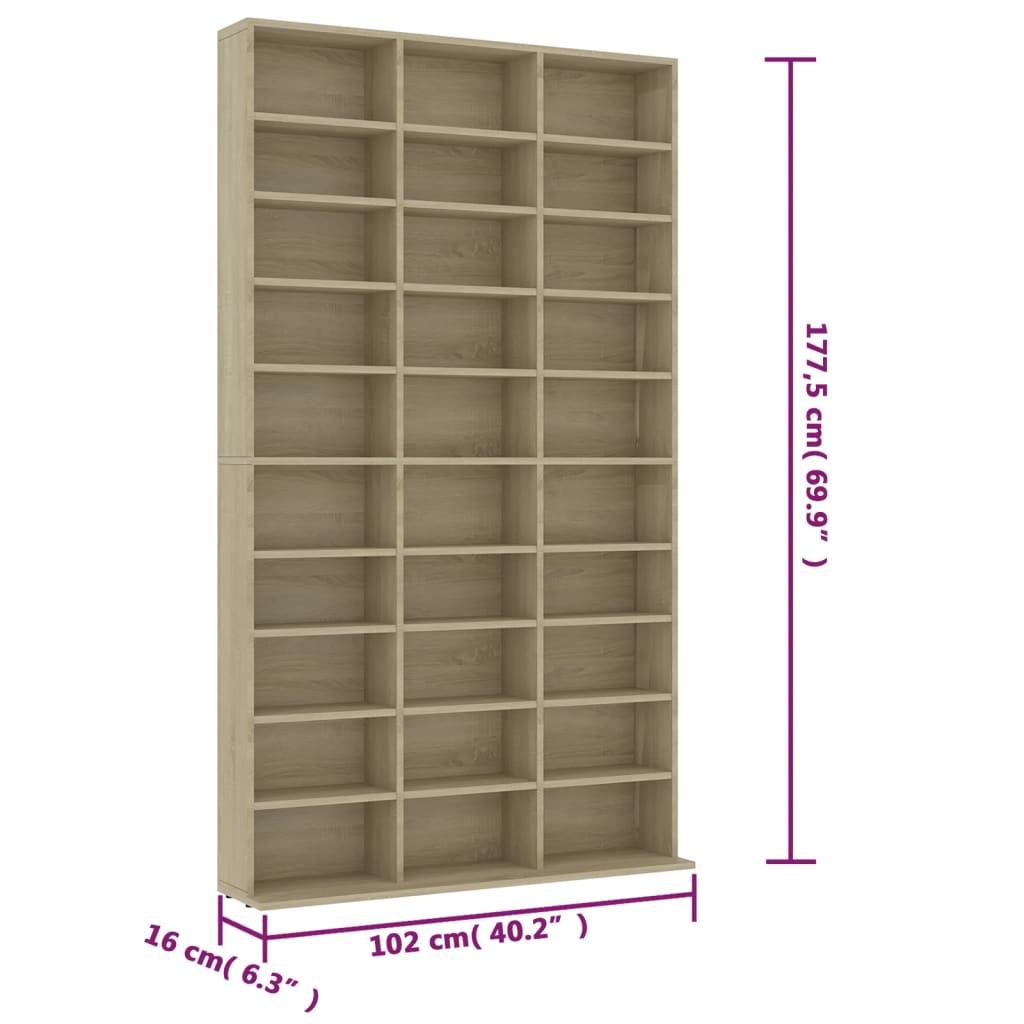 Armadietto T-LibreriaV Rovere Sonoma 102x16x177,5cm in Legno Multistrato