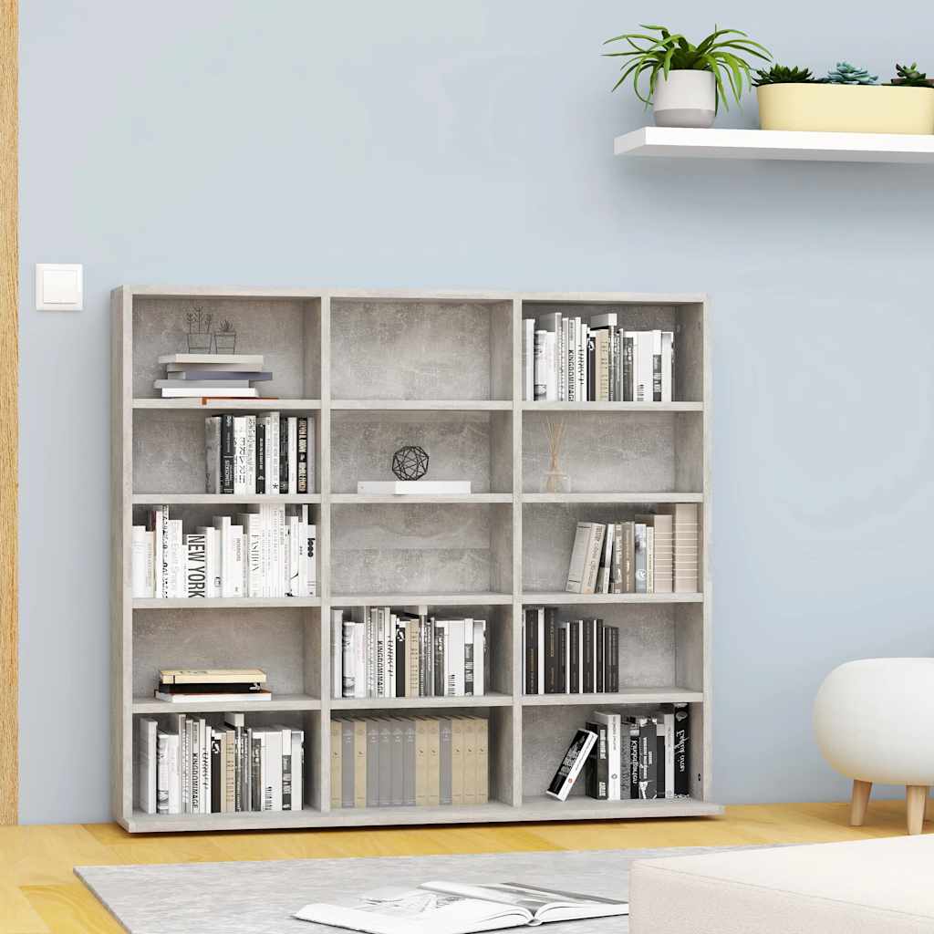 Mobile Porta CD Grigio Cemento 102x23x89,5 cm Legno Multistrato 801791