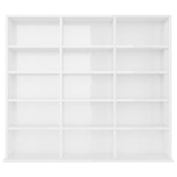 Mobile Porta CD Bianco Lucido 102x23x89,5 cm Legno Multistrato 801793