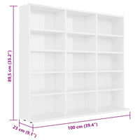 Armadio Porta CD Bianco Lucido 102x23x89,5 cm in Truciolato cod mxl 78129