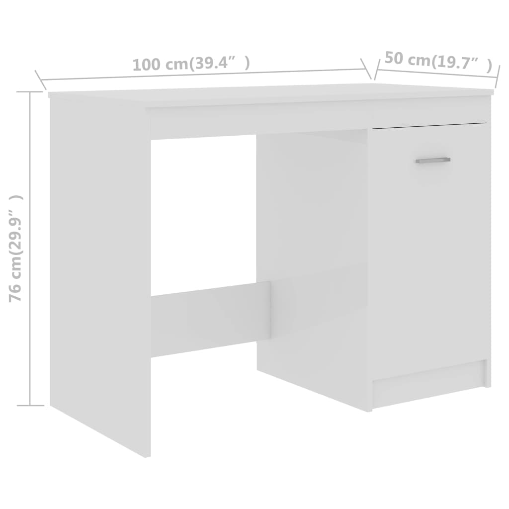 Scrivania Bianco Lucido 100x50x76 cm in Legno Multistrato 801802