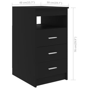 Cassettiera Nera 40x50x76 cm in Legno Multistrato 801806
