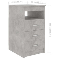 Cassettiera Grigio Cemento 40x50x76 cm in Legno Multistrato 801809