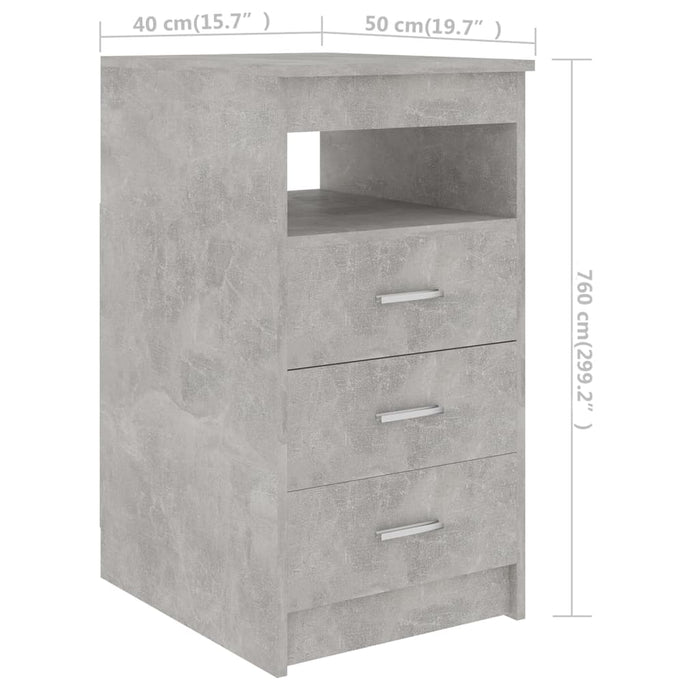 Cassettiera Grigio Cemento 40x50x76 cm in Legno Multistrato 801809