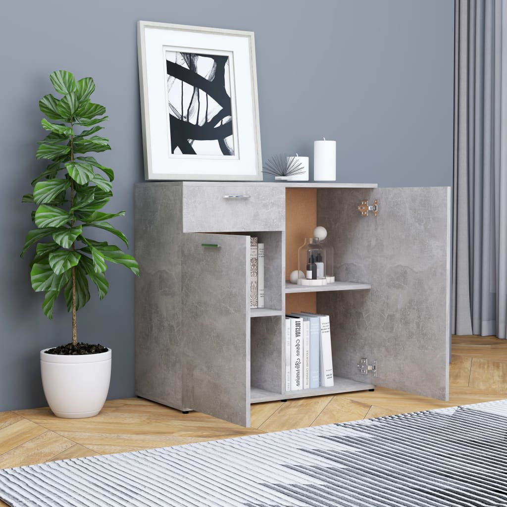 Credenza Grigio Cemento 80x36x75 cm in Legno Multistrato 801827
