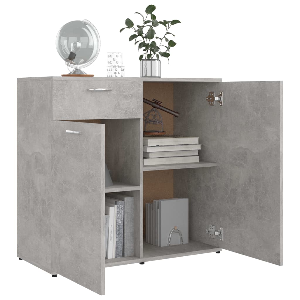 Credenza Grigio Cemento 80x36x75 cm in Legno Multistrato 801827