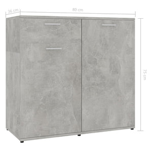 Credenza Grigio Cemento 80x36x75 cm in Legno Multistrato 801827