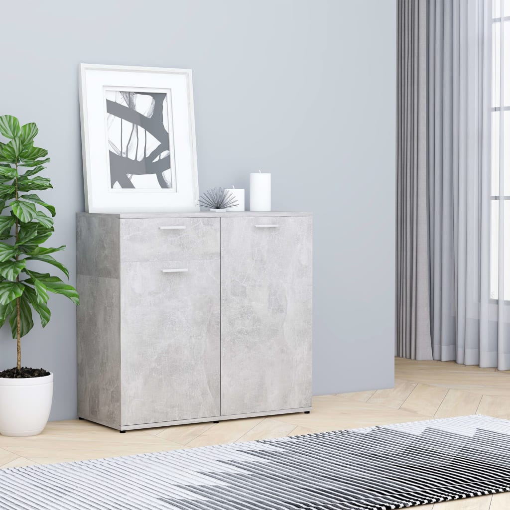 Credenza Grigio Cemento 80x36x75 cm in Legno Multistrato 801827
