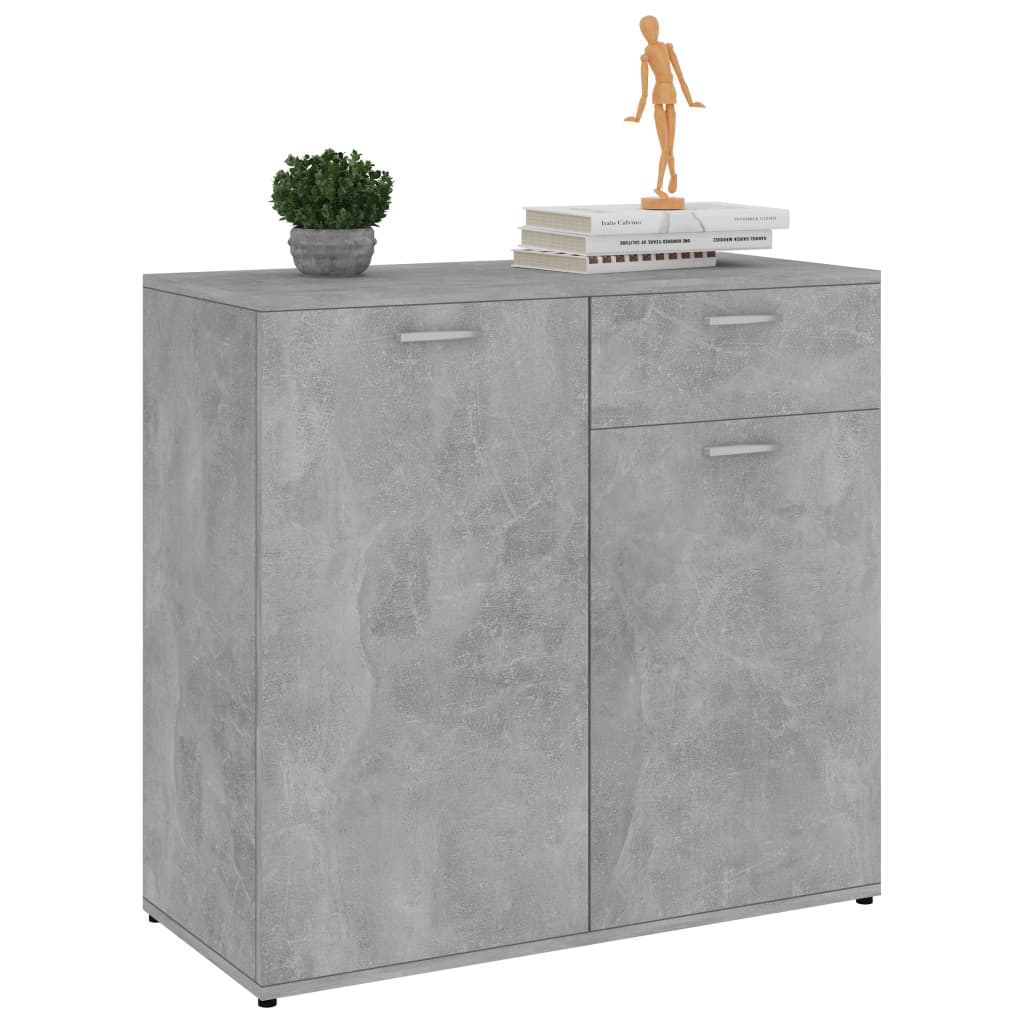 Credenza Grigio Cemento 80x36x75 cm in Legno Multistrato 801836