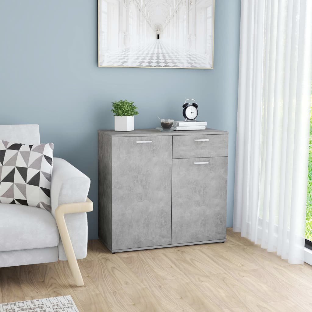 Credenza Grigio Cemento 80x36x75 cm in Legno Multistrato 801836