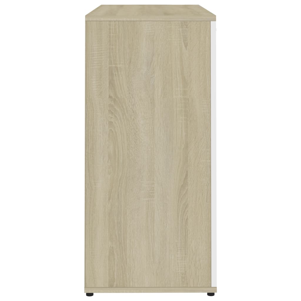 Credenza Bianca e Rovere Sonoma 80x36x75cm in Legno Multistrato 801837
