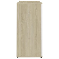 Credenza Bianca e Rovere Sonoma 80x36x75cm in Legno Multistrato 801837