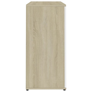 Credenza Bianca e Rovere Sonoma 80x36x75cm in Legno Multistrato 801837