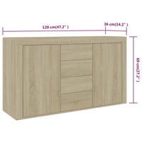 Credenza Rovere Sonoma 120x36x69 cm in Legno Multistrato 801844