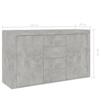 Credenza Grigio Cemento 120x36x69 cm in Legno Multistrato 801845