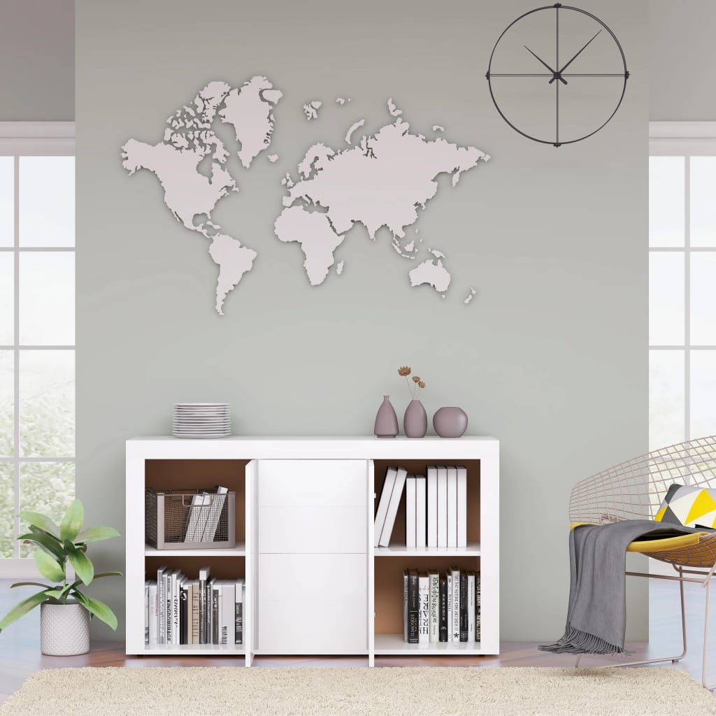 Credenza Bianco Lucido 120x36x69 cm in Legno Multistrato 801847