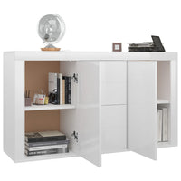 Credenza Bianco Lucido 120x36x69 cm in Legno Multistrato 801847