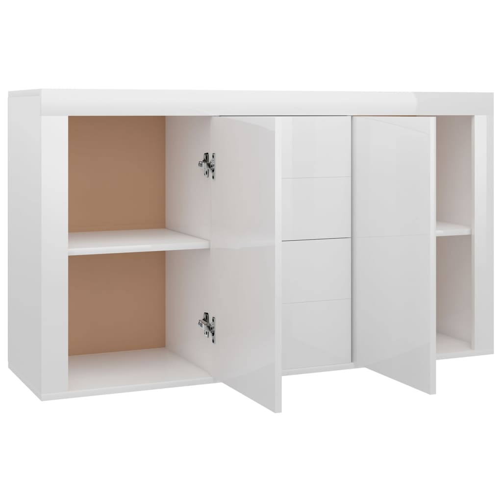 Credenza Bianco Lucido 120x36x69 cm in Legno Multistrato 801847