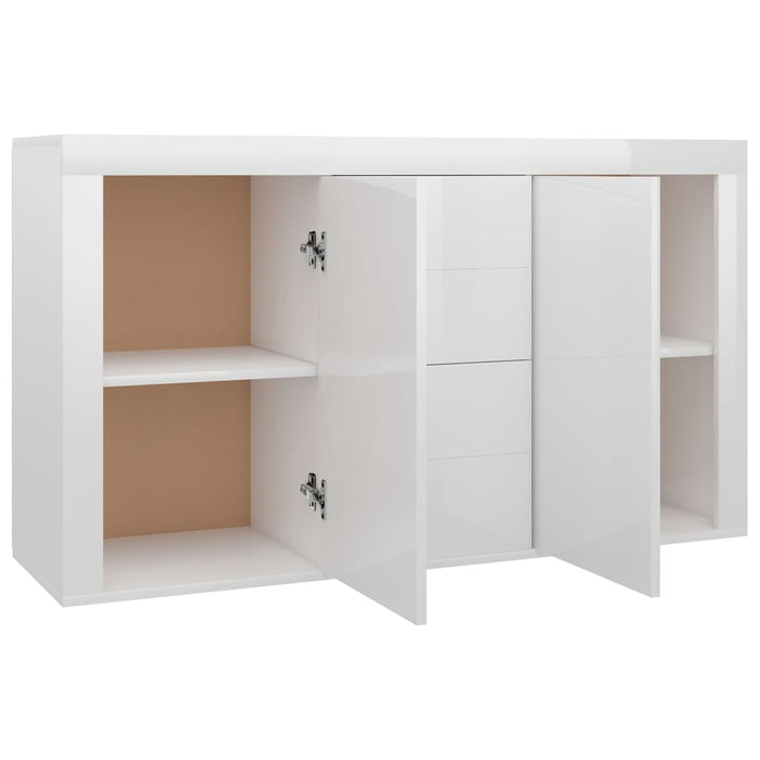 Credenza Bianco Lucido 120x36x69 cm in Legno Multistrato 801847