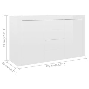 Credenza Bianco Lucido 120x36x69 cm in Legno Multistrato 801847