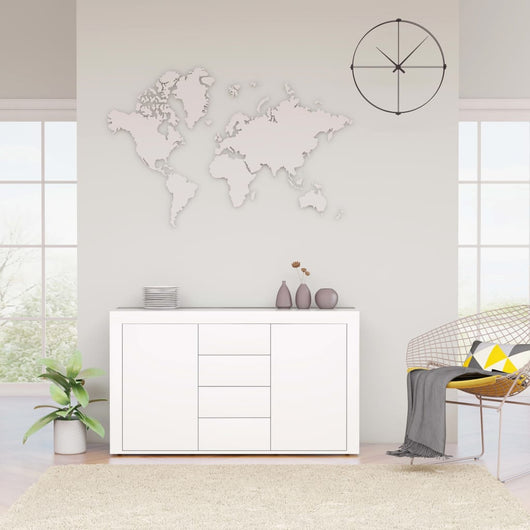 Credenza Bianco Lucido 120x36x69 cm in Legno Multistrato 801847
