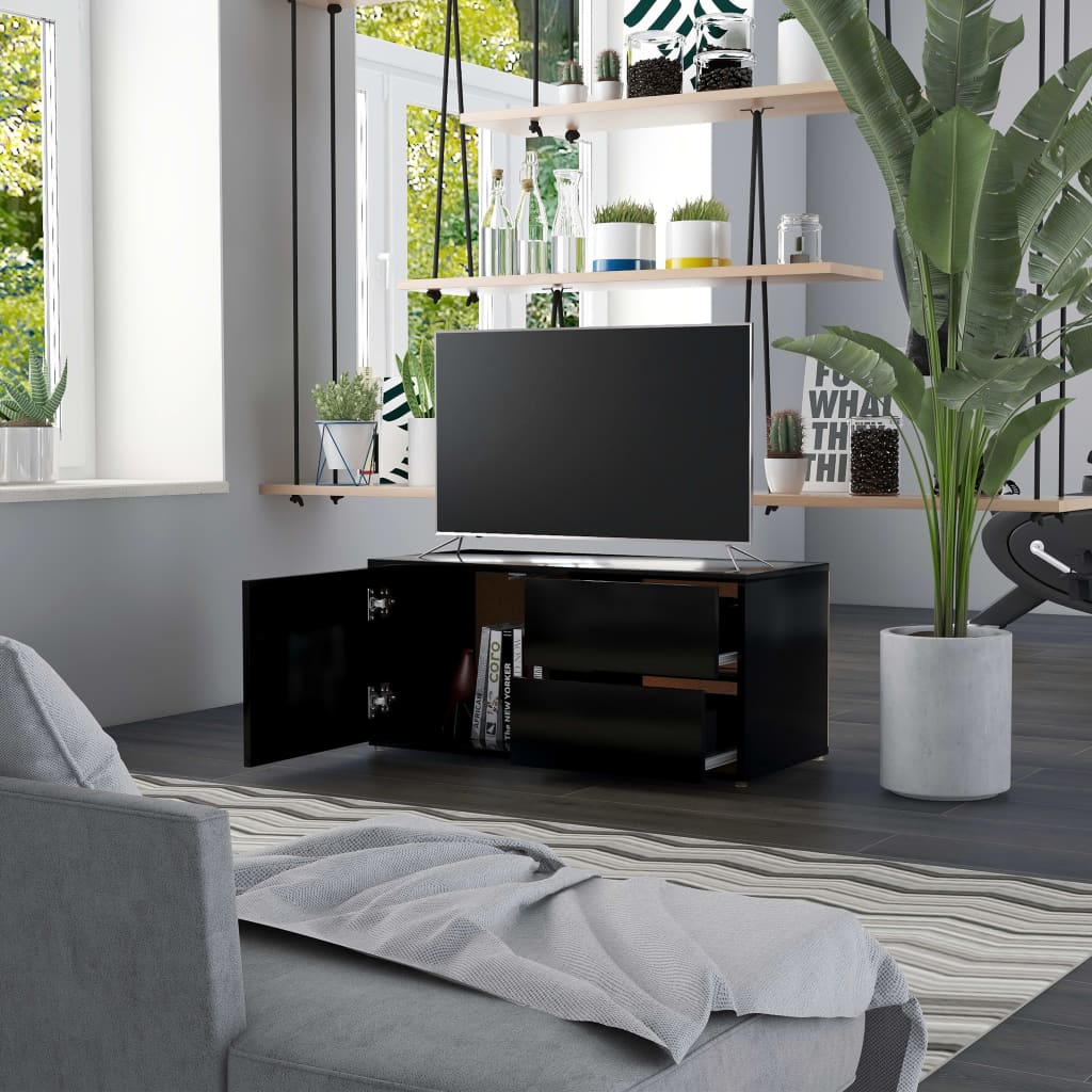 Mobile Porta TV Nero 80x34x36 cm in Legno Multistrato 801851