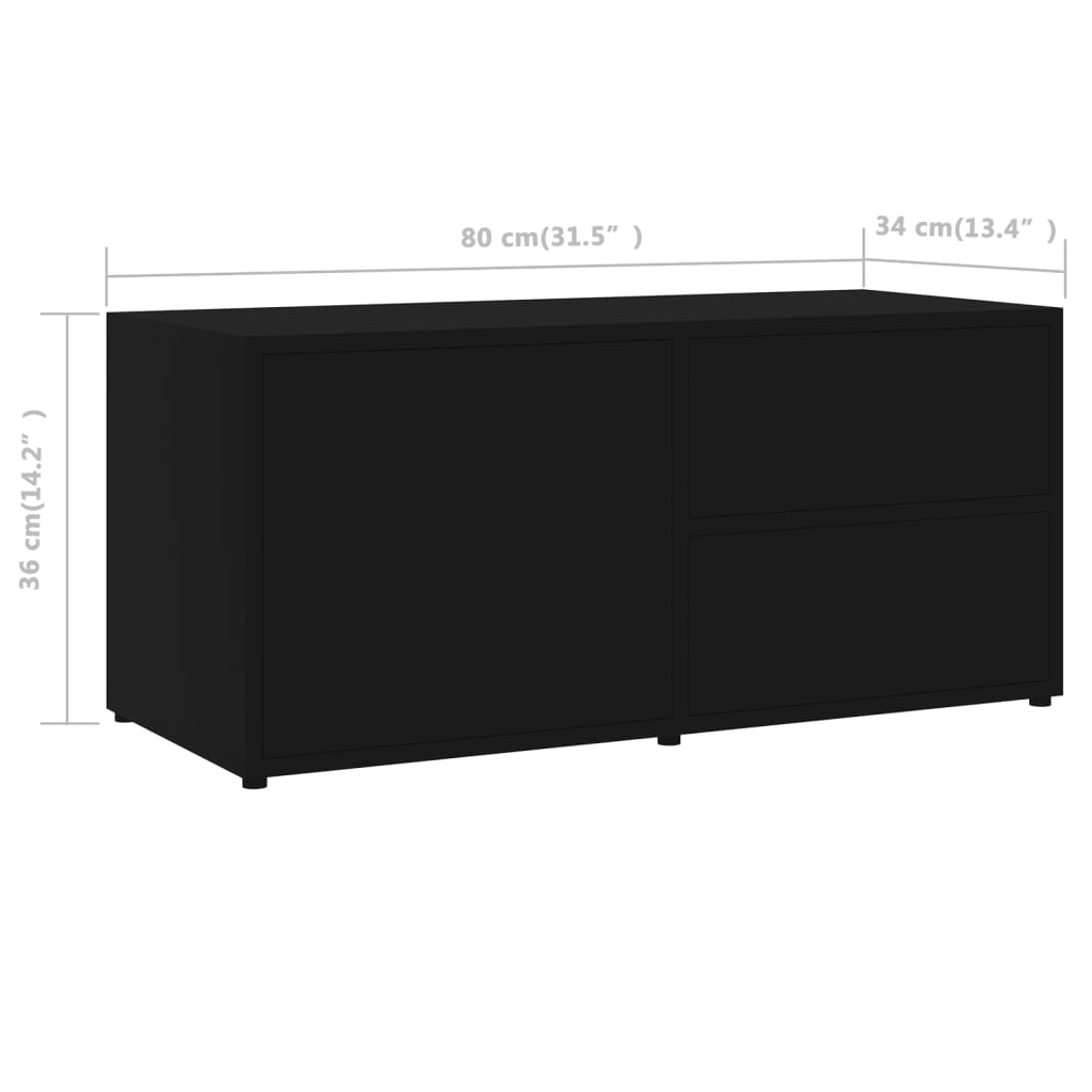 Mobile Porta TV Nero 80x34x36 cm in Legno Multistrato 801851