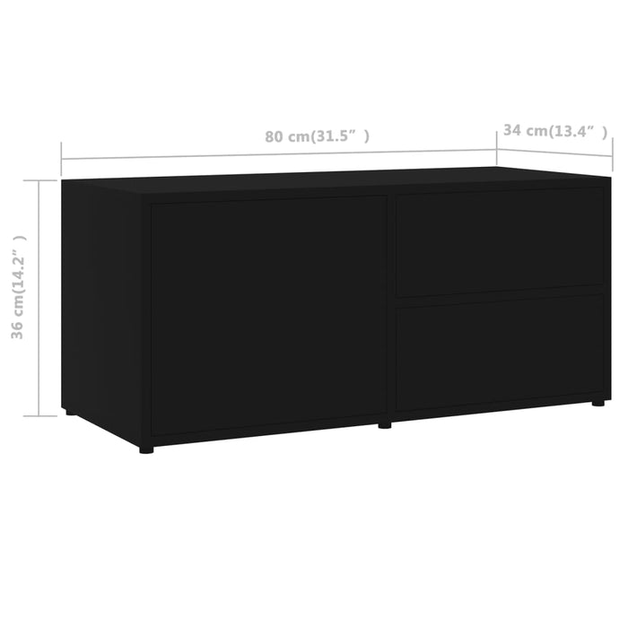 Mobile Porta TV Nero 80x34x36 cm in Legno Multistrato 801851